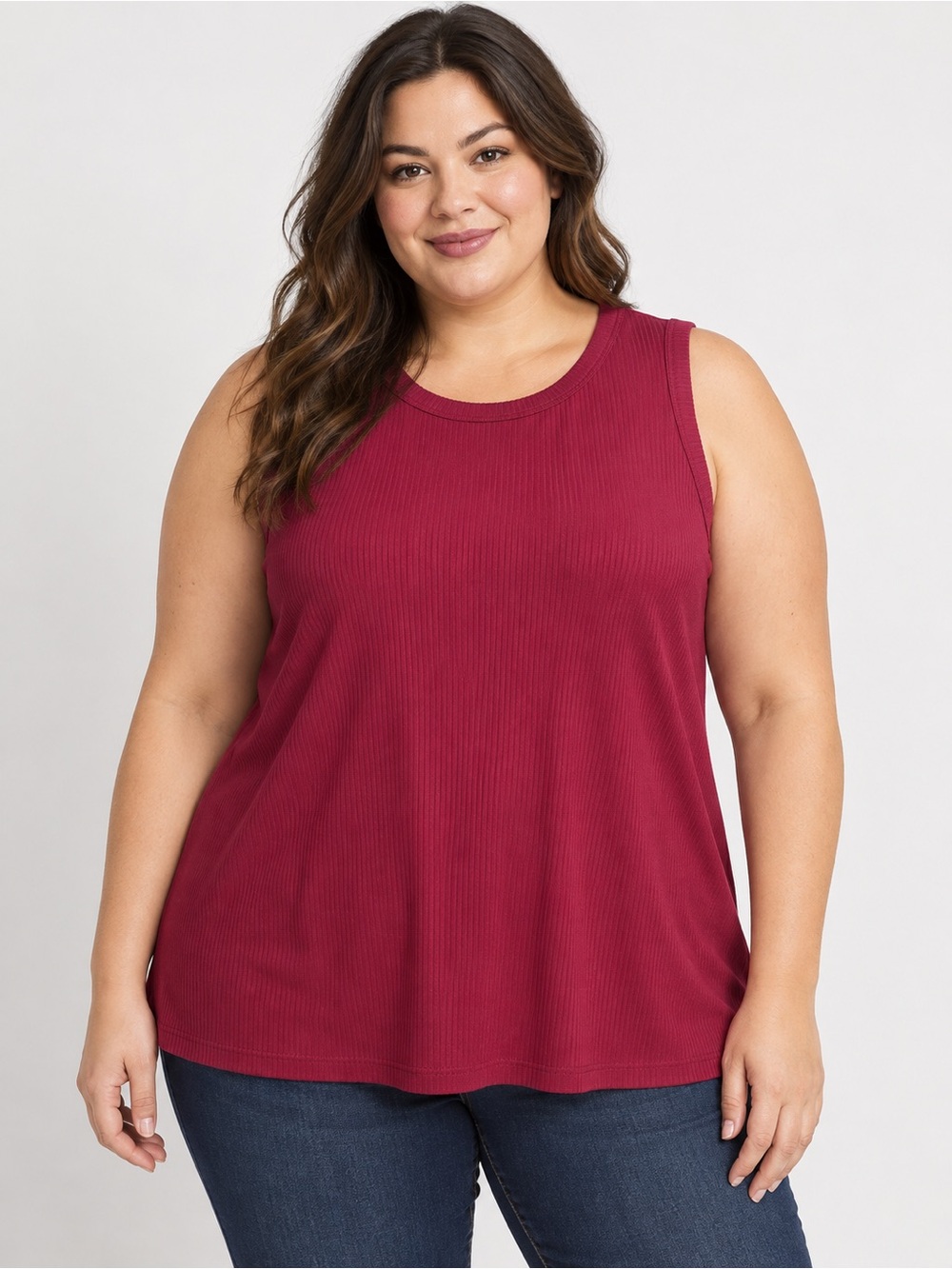 Lane Bryant Size 18/20 Sleeveless Ribbed Tank Top in Berry
